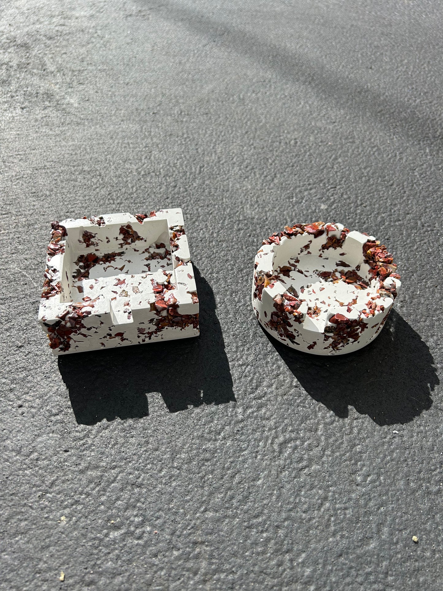 Red Jasper x White Cement Square Ashtray