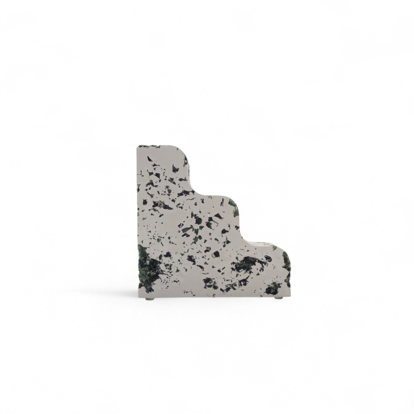 Green Serpentine x White Cement Wavy Bookend