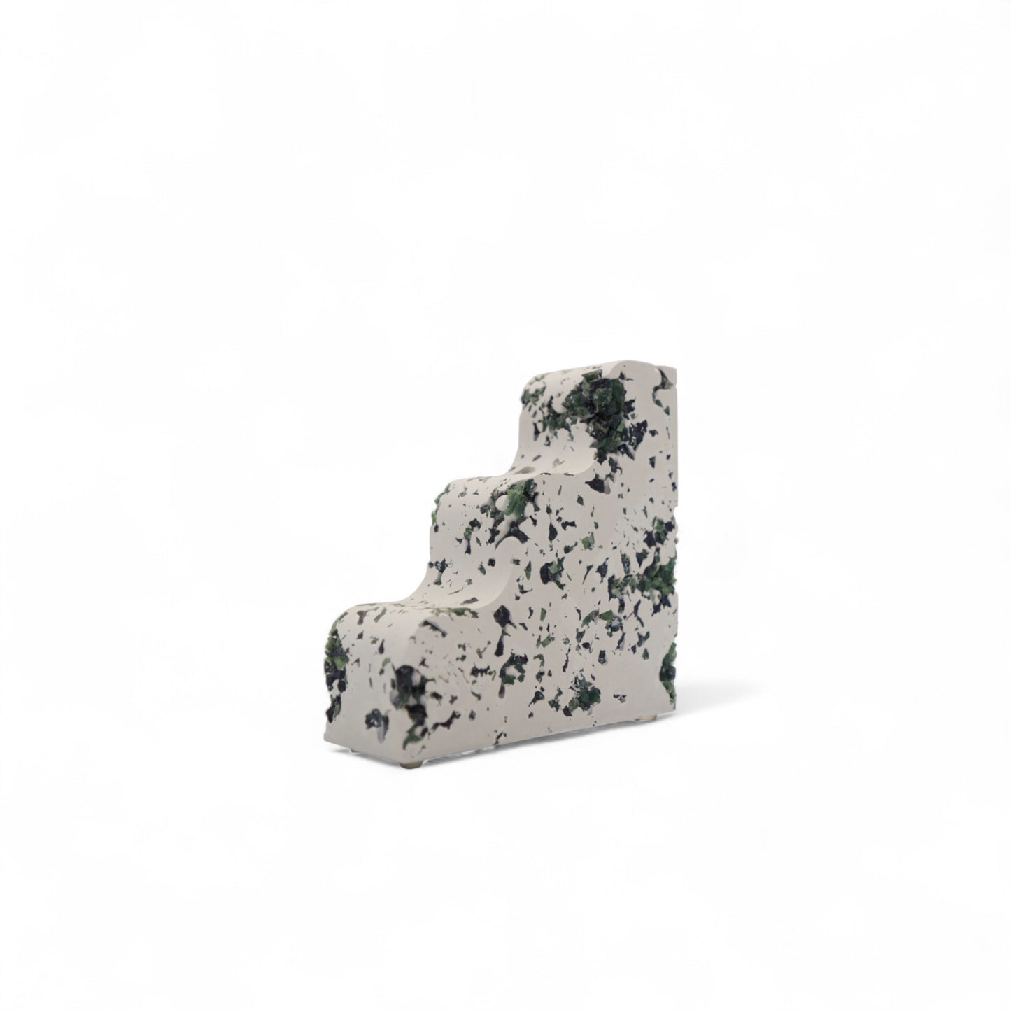Green Serpentine x White Cement Wavy Bookend