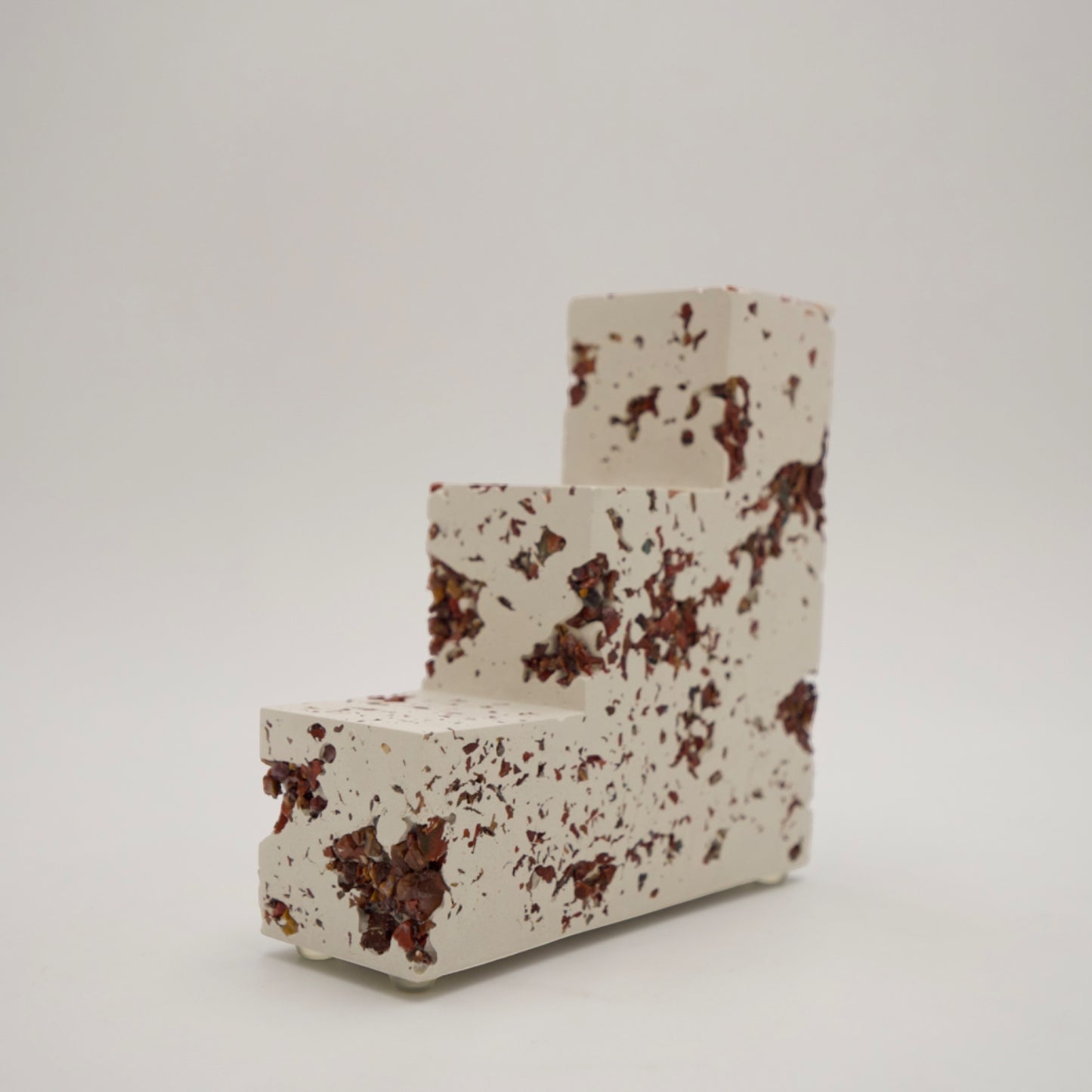 Red Jasper x White Cement Square Bookend