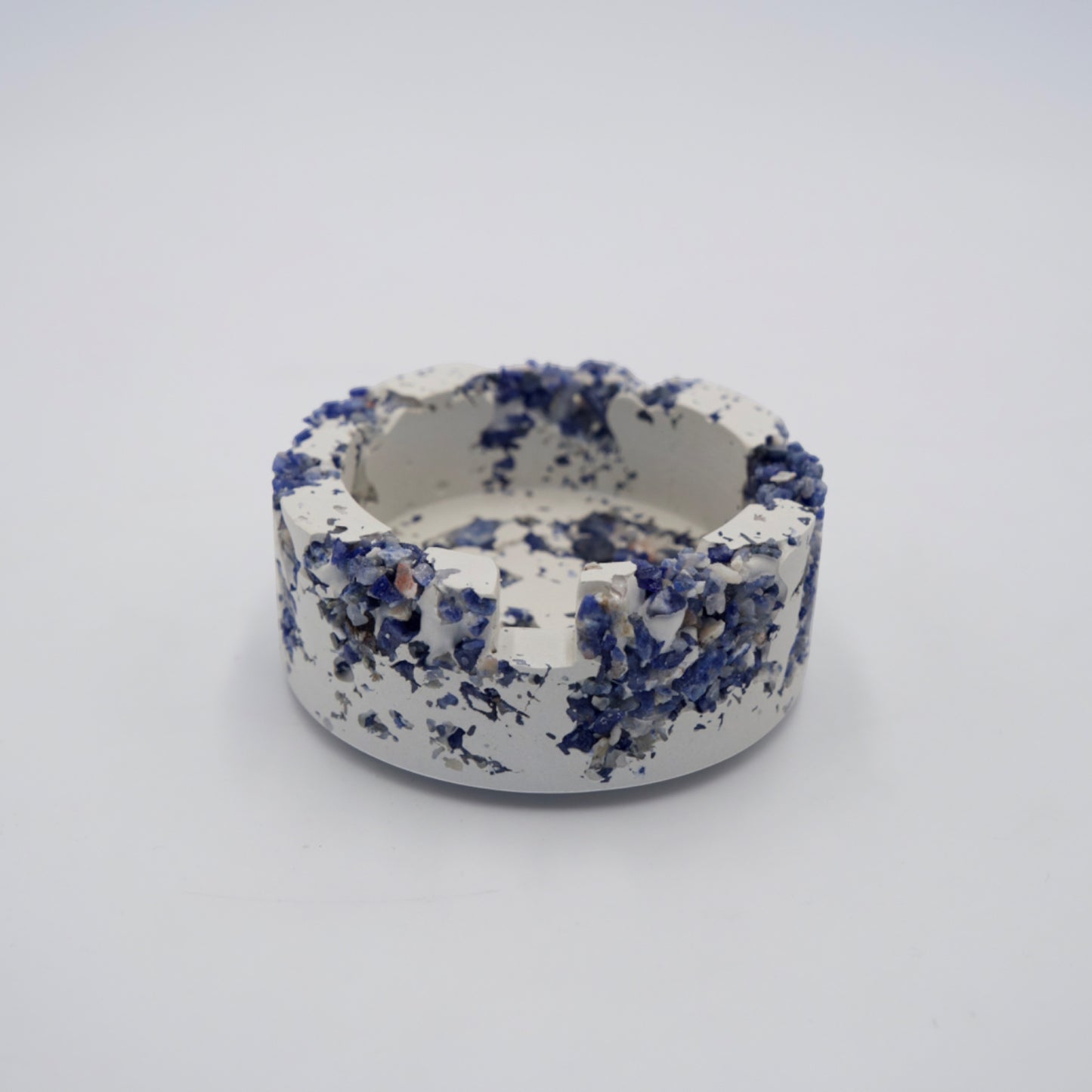 Blue Sodalite x White Cement Circle Ashtray