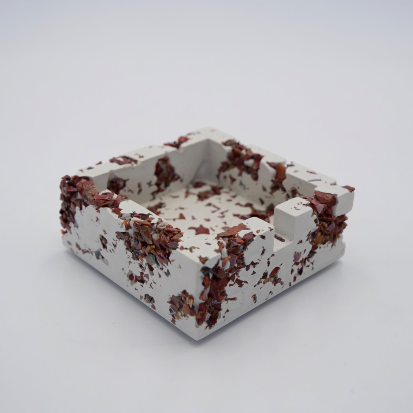 Red Jasper x White Cement Square Ashtray