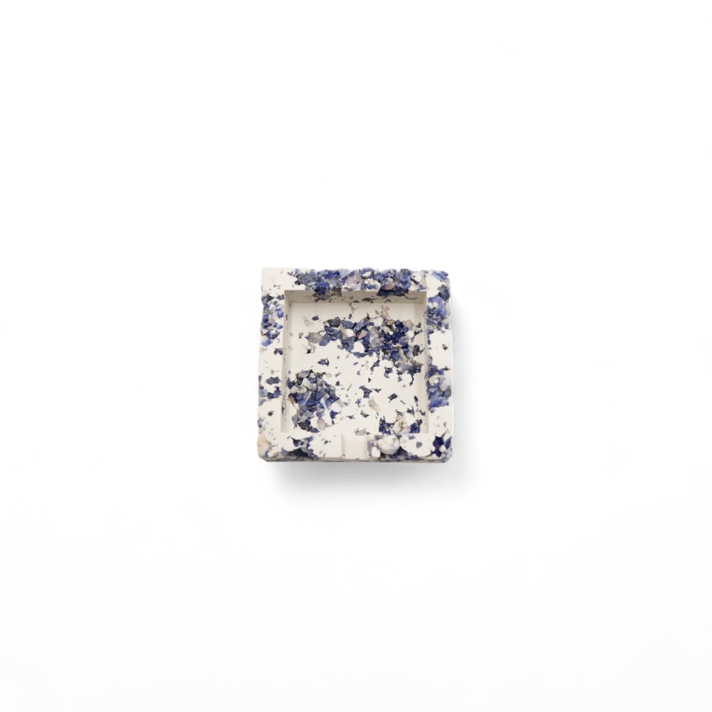 Blue Sodalite x White Cement Square Ashtray