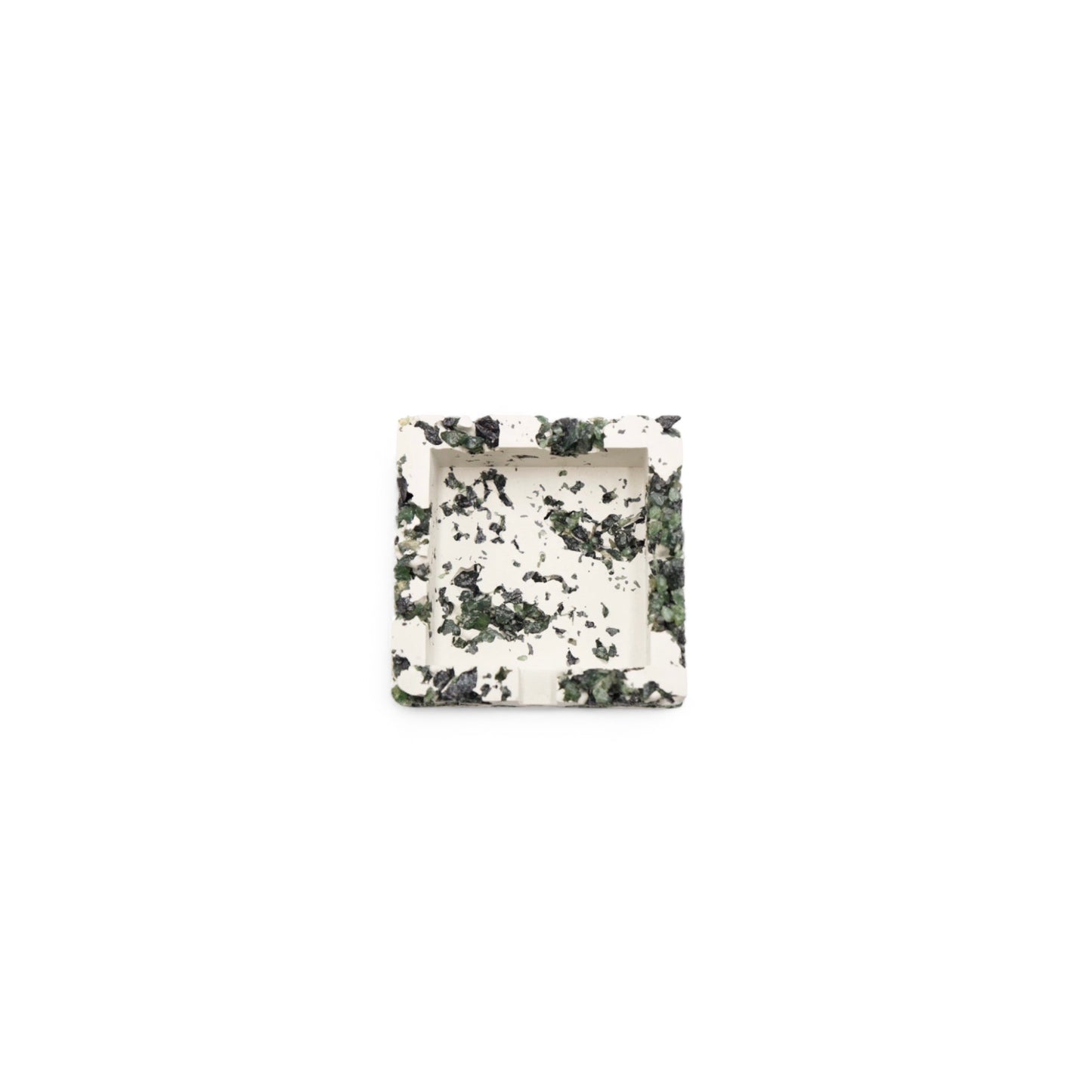 Green Serpentine x White Cement Square Ashtray