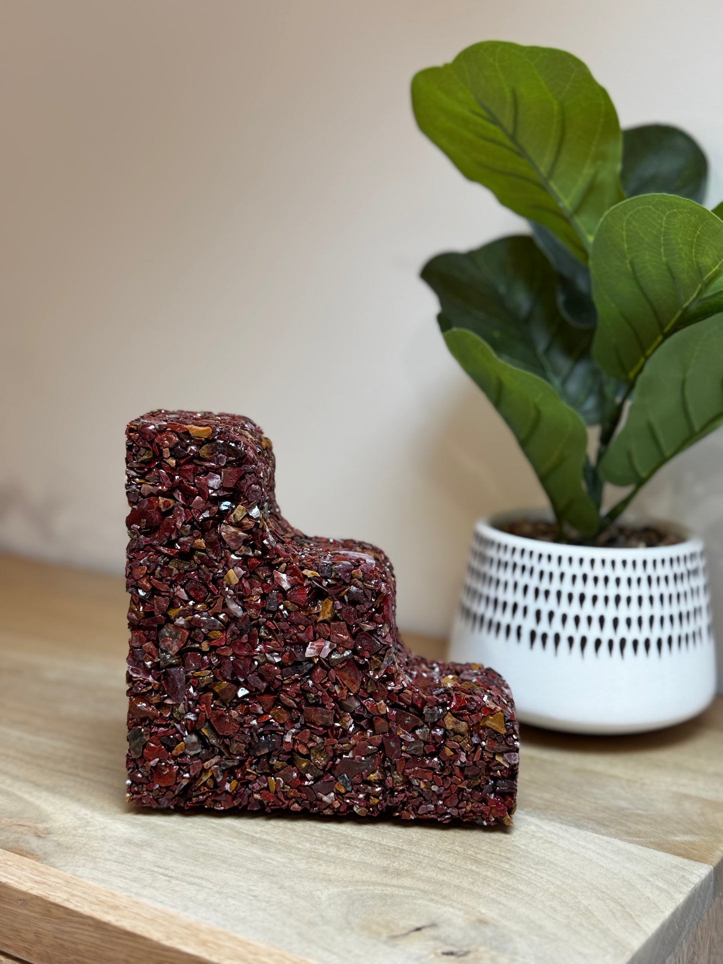 Red Jasper Wavy Bookend