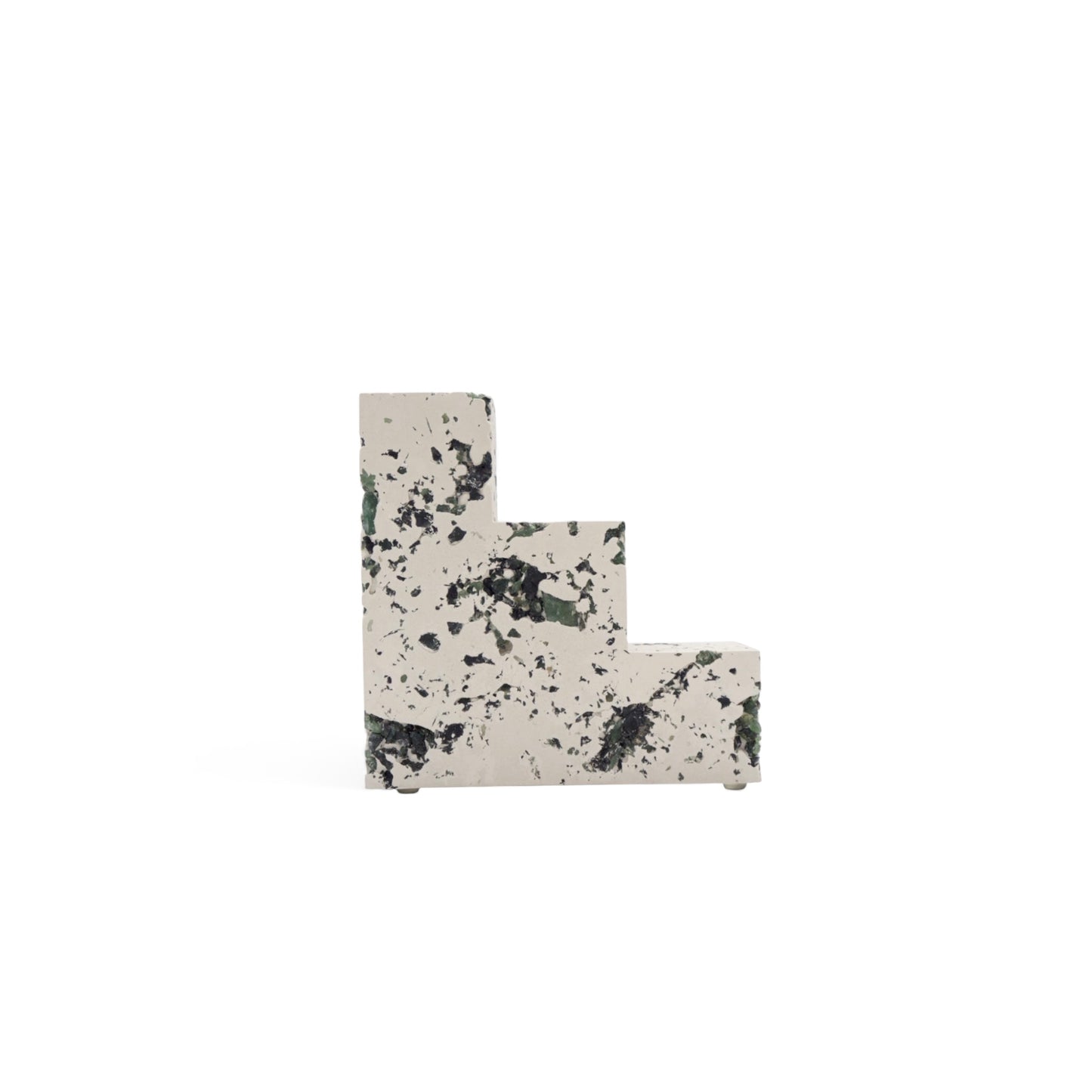 Green Serpentine x White Cement Square Bookend