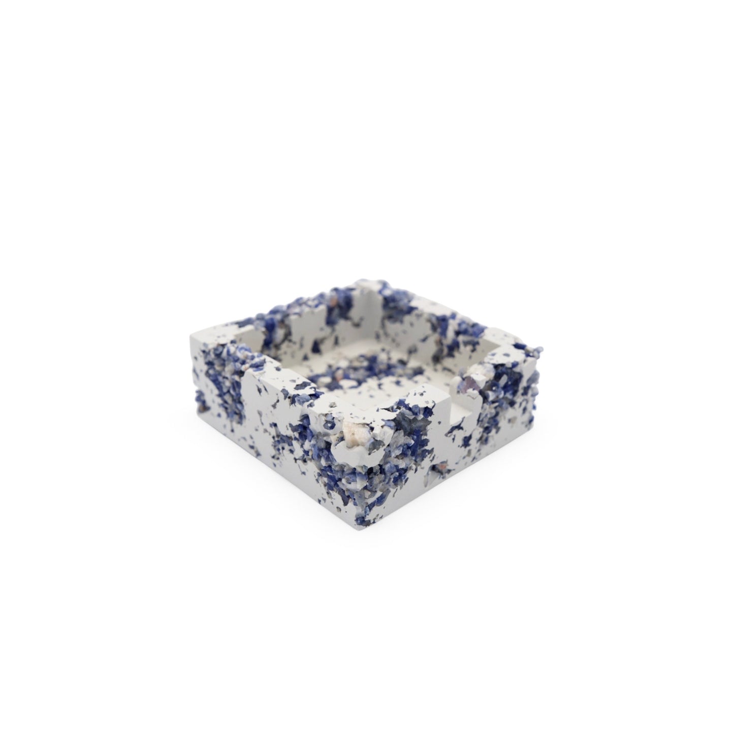 Blue Sodalite x White Cement Square Ashtray