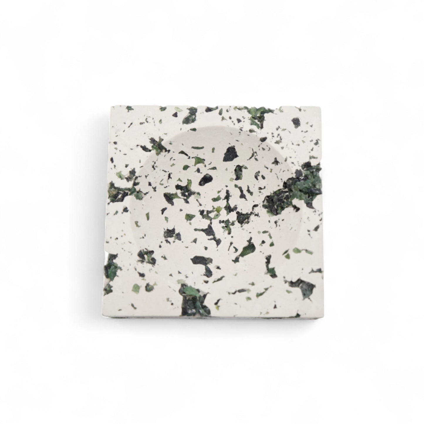 Green Serpentine x White Cement Jewelry Dish