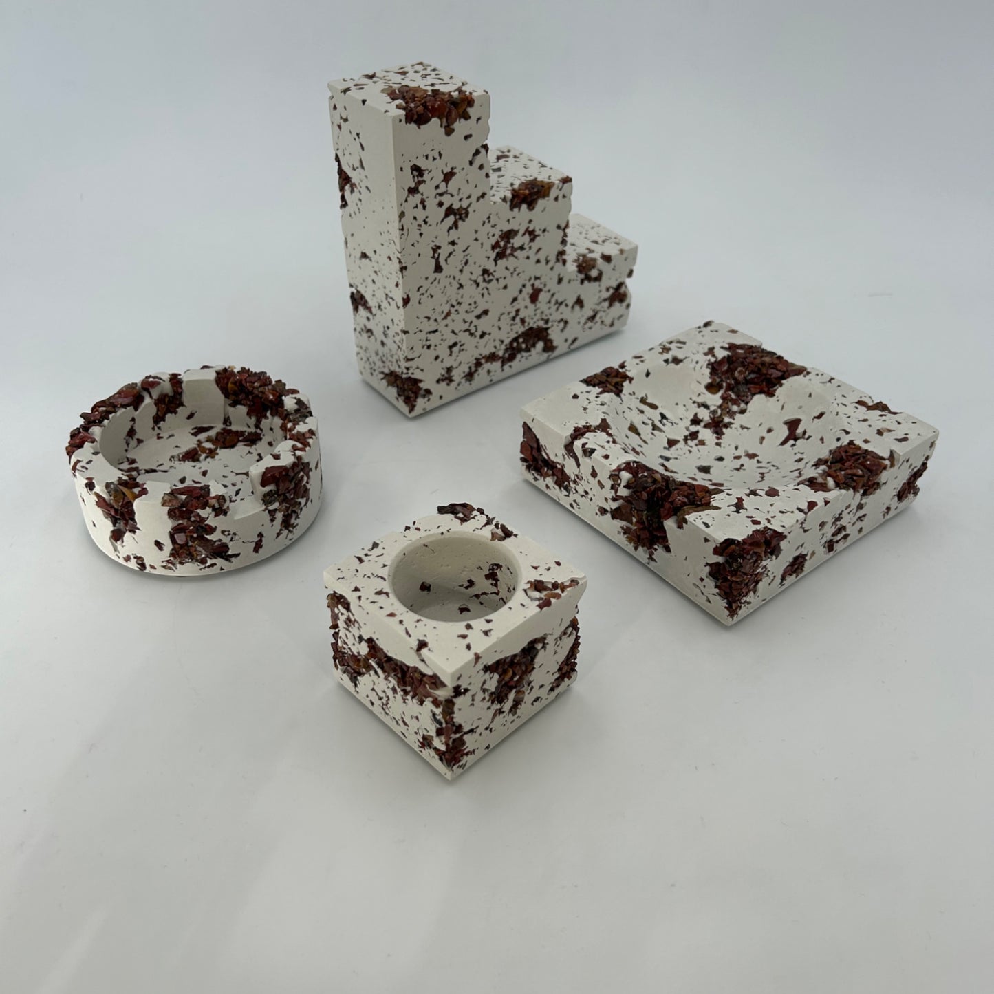 Red Jasper x White Cement Match Holder