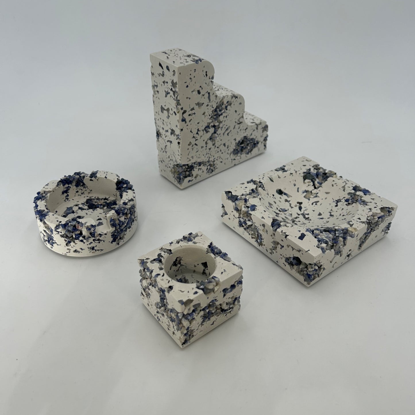 Blue Sodalite x White Cement Wavy Bookend