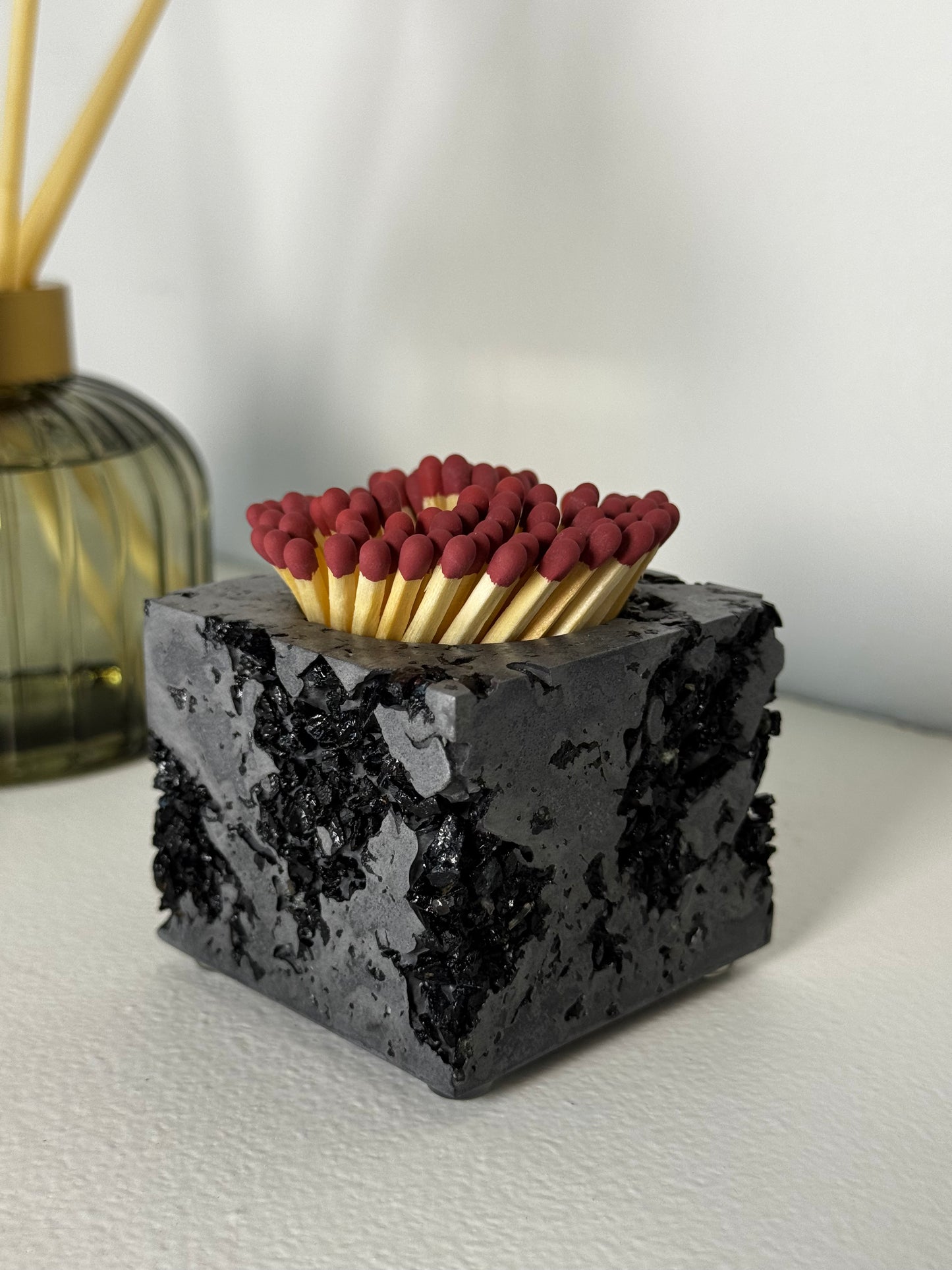 Black Tourmaline x Black Cement Match Holder