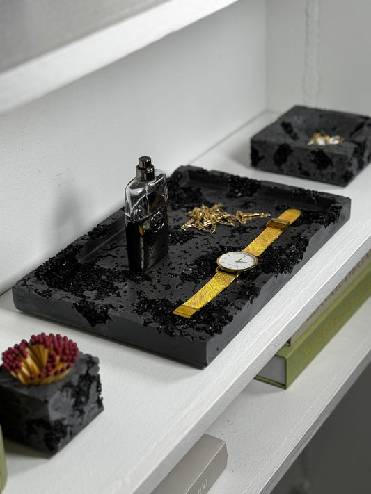 Black Tourmaline x Black Cement Tray