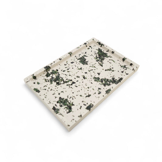 Green Serpentine x White Cement Tray