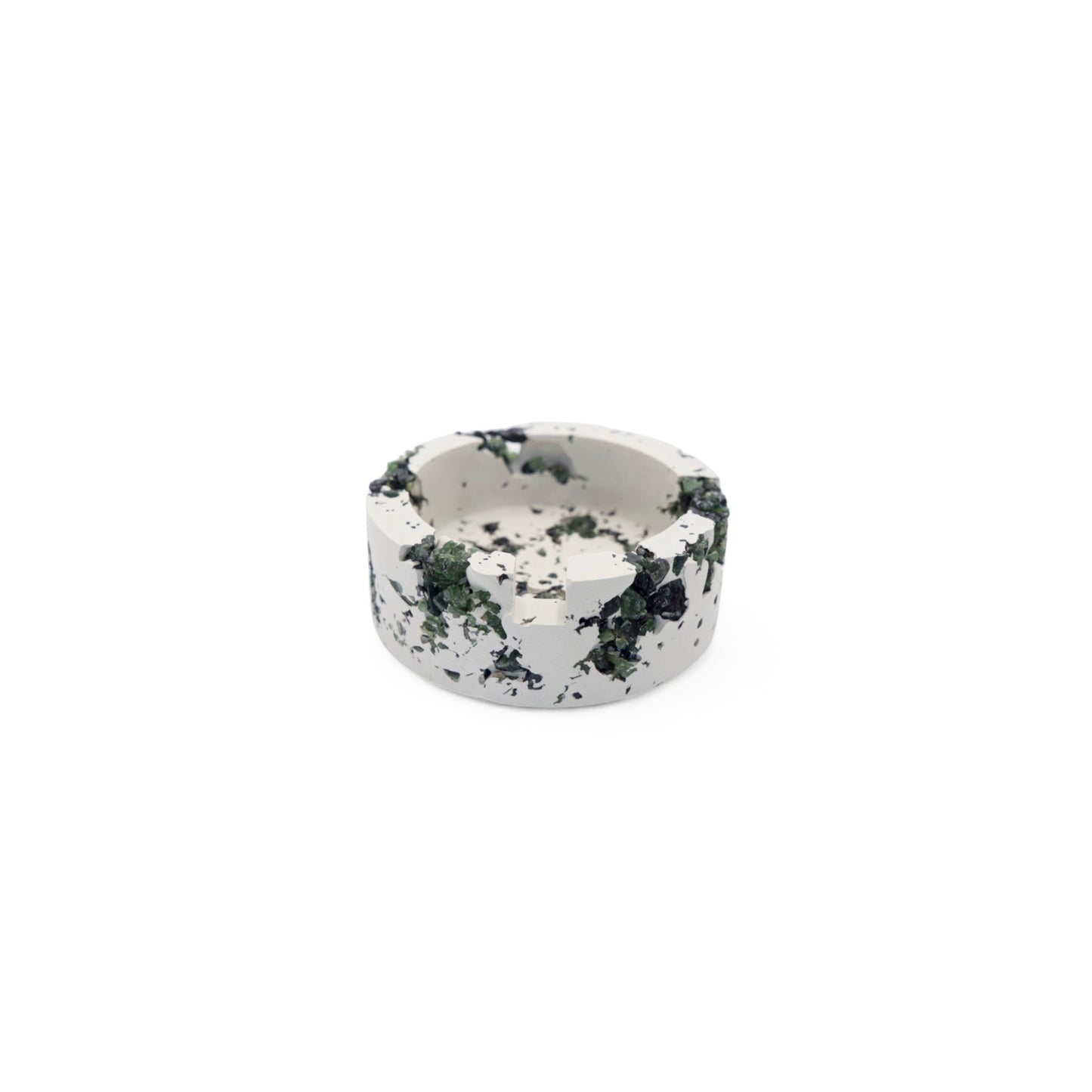 Green Serpentine x White Cement Circle Ashtray