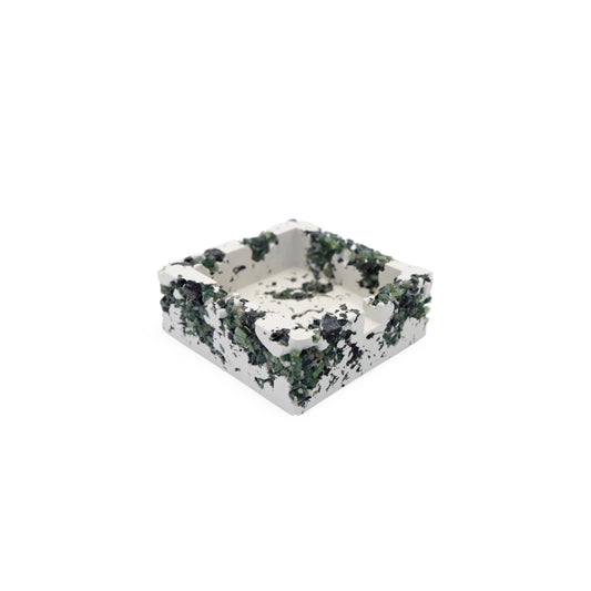 Green Serpentine x White Cement Square Ashtray