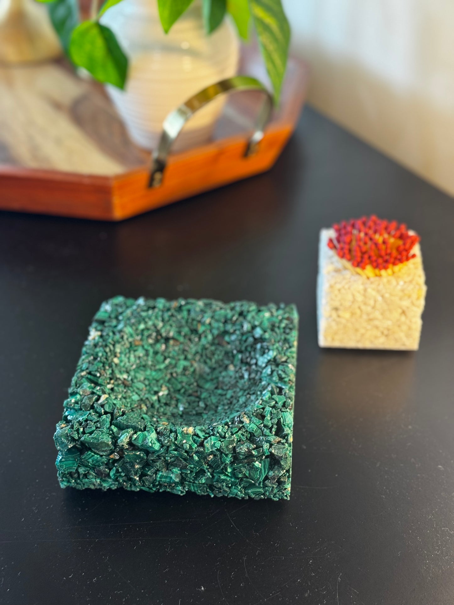 Green Malachite Jewelry Dish￼￼