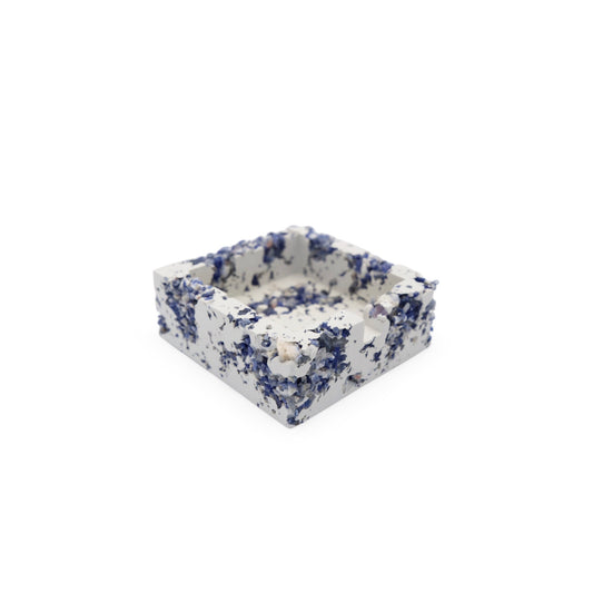 Blue Sodalite x White Cement Square Ashtray