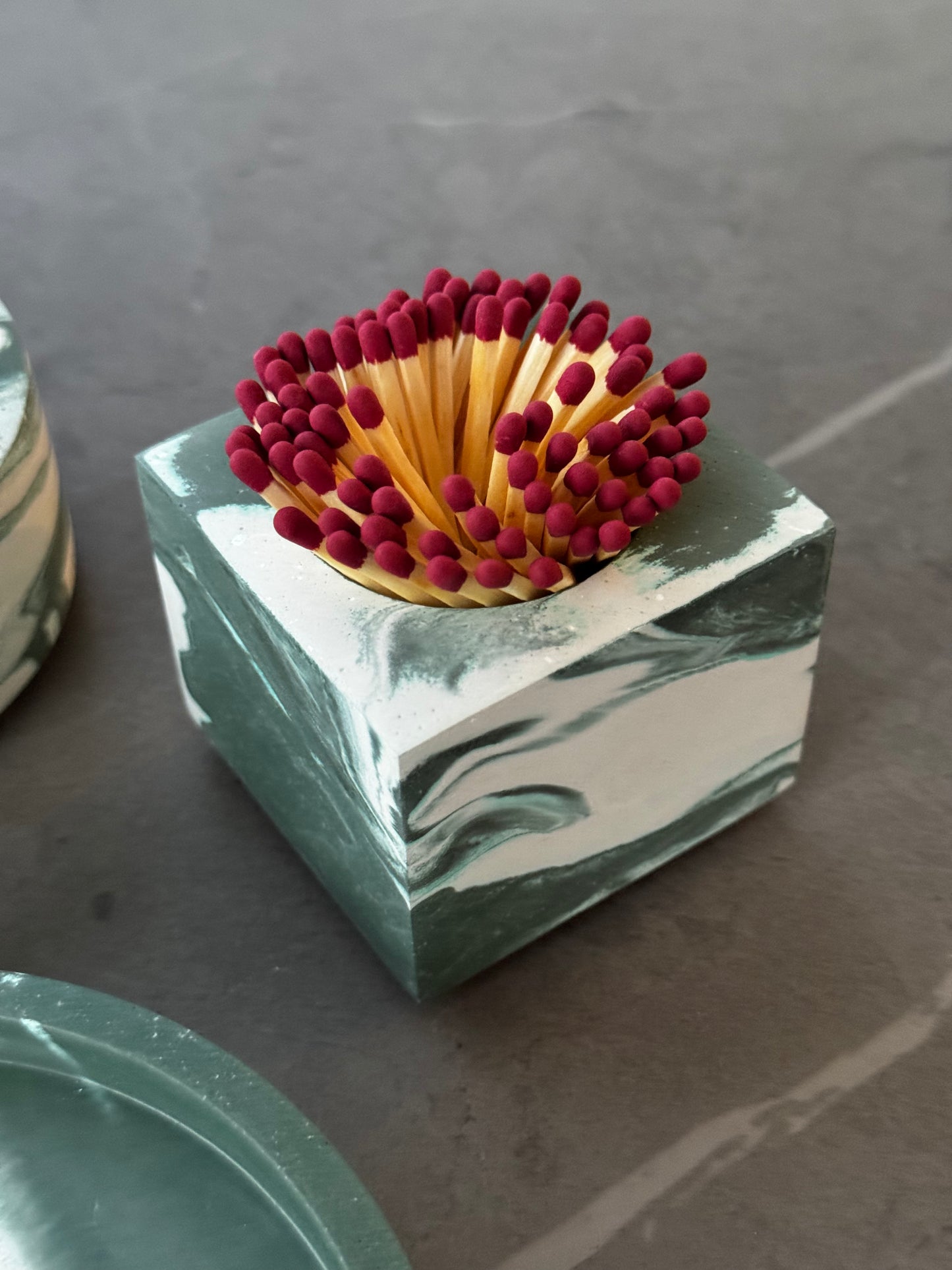 Set of the Month | March Marbled Green Ashtray, Small Tray and Match Holder set