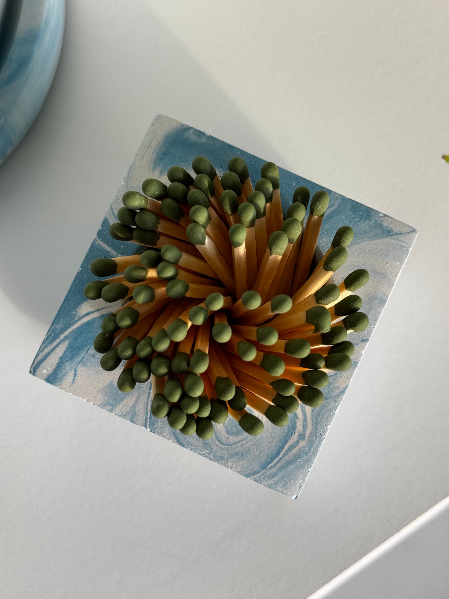 Set of the Month | Marbled Blue Planter and Match Holder set